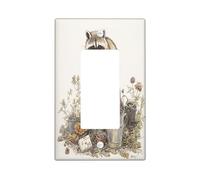 Simpatico ceppo di procione decorativo piastra di copertura per interruttore della luce 1 banda singola Rocker, divertente libro di fiori fauna selvatica piastra frontale elettrica per cucina bagno