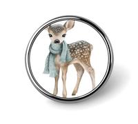 Simpatico cervo bosco sciarpa invernale Boho Nursery Art spilla rotonda per uomo donna moda distintivo collare pin vestito giacca zaino accessori