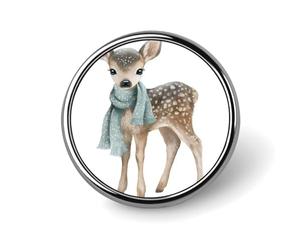 Simpatico cervo bosco sciarpa invernale Boho Nursery Art spilla rotonda per uomo donna moda distintivo collare pin vestito giacca zaino accessori