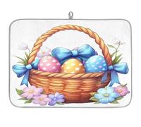 Simpatico cestino per uova di Pasqua, tappetino assorbente per scolapiatti per bancone della cucina, tappetino reversibile in microfibra con anello per appendere utensili in vetro, pentole, 45,72 x
