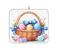 Simpatico cestino per uova di Pasqua, tappetino assorbente per scolapiatti per bancone della cucina, tappetino reversibile in microfibra con anello per appendere utensili in vetro, pentole, 40,6 x