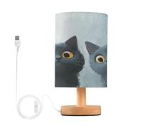 Simpatico Chartreux Cats Inquisitivo Lampada da Tavolo Decorativa con Porta USB per la Casa Toilette Luce Notturna