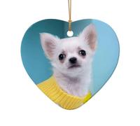 Simpatico chihuahua 1 stampa accessori festivi ornamento in ceramica, ciondolo a forma di stella a forma di cuore per la decorazione natalizia