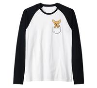 Simpatico Chihuahua Puppy Pocket Pal Divertente Chihuahua Piccolo Cane Maglia con Maniche Raglan
