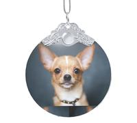 Simpatico chihuahua rotondo in vetro ornamento con chiusura, 8,3 cm decorazione per casa e negozio
