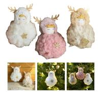 Simpatico ciondolo a forma di angelo con occhi chiusi, decorazione natalizia, perfetta aggiunta al tuo albero di Natale (bianco)