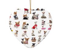 Simpatico ciondolo a forma di chihuahua a forma di carlino, stile vintage, in ceramica, un ornamento unico per decorazioni rustiche per albero di Natale