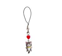 Simpatico ciondolo a forma di gatto, cinturino a catena per telefono, portachiavi con ciondolo a cuore, cordino per telefono, portachiavi in resina, borsa, zaino, ornamento, gioielli per feste