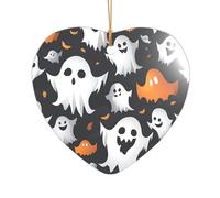 Simpatico ciondolo in acrilico bianco fantasma con fantasma di Halloween, decorazione natalizia per feste di Natale, un ornamento di nozze e una decorazione natalizia per sposi novelle