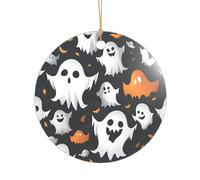 Simpatico ciondolo in acrilico bianco fantasma con fantasma di Halloween, decorazione natalizia per feste di Natale, un ornamento di nozze e una decorazione natalizia per sposi novelle