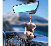 Simpatico ciondolo per auto con opossum, ornamento appeso a maglia fatto a mano, ciondolo opossum per decorazione interni auto, regali per gli amanti dell'opossum