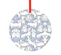 Simpatico ciondolo rotondo in vetro con stampa bassotto, elegante ornamento da appendere all'albero di Natale per vacanze, Natale, decorazione pasquale