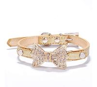 Simpatico collare per animali domestici con papillon con strass in poliuretano, struttura a serpente, adatto per cani e gatti di piccola e media taglia, 37 x 1,5 cm, durevole