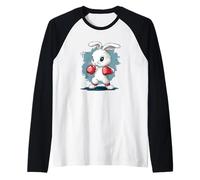 Simpatico coniglietto bianco con divertenti guantoni da boxe per uomo e donna Maglia con Maniche Raglan