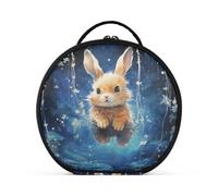 Simpatico Coniglietto Blu Trucco Astuccio da Toilette Borse Rotondo Toeletta Scatola Cosmetica Borsa Creativo con Divisori Regolabili per Donna
