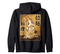 Simpatico Coniglietto Che Mangia Spaghetti di Ramen Felpa con Cappuccio