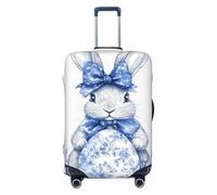 Simpatico coniglietto con fiocco blu elastico da viaggio coperture antipolvere antigraffio valigia Protector Fit 22-24 pollici