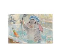 Simpatico coniglietto da doccia puzzle per adulti che prendono in giro il cervello divertente e perfetto arte da parete per adulti e famiglie, regali per papà, mamma puzzle per anziani 500 pezzi