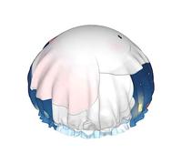 Simpatico coniglietto elefante che dipinge un pianeta modello cuffia da a e cuffia da bagno per donna, cuffia da a reversibile oversize impermeabile grande progettata per tutte le lunghezz