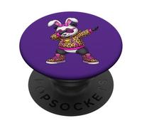 Simpatico coniglietto leopardato Panda Happy Easter Girl per bambini da donna PopSockets PopGrip Adesivo
