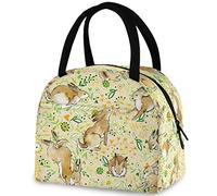 Simpatico coniglietto pasquale con motivo floreale, borsa termica per il pranzo, borsa termica riutilizzabile con manico multitasche per donne e uomini, lavoro scolastico, picnic, viaggi all'aperto