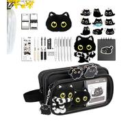Simpatico contenitore a forma di , custodia multistrato con rete interna, set di strati, supporto estetico con adesivi kawaii, organizer scolastico per aule e studenti