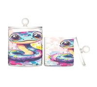 Simpatico contenitore in plastica trasparente a forma di serpente per caramelle, con coperchio, accessori essenziali per il bagno, piccoli contenitori decorativi per tamponi di cotone, tamponi di