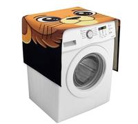 Simpatico coperchio per lavatrice con leone in stile cartone animato con tasche portaoggetti, copertura antipolvere per lavatrice e asciugatrice, 137,9 x 52,1 cm, per frigorifero e cucina, decorazione