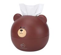 Simpatico coperchio per scatola di fazzoletti, scatola di fazzoletti a forma di testa di orso tondo Dispenser per fazzoletti facciali Porta carta igienica Contenitore per carta igienica(Marrone)