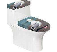 Simpatico coperchio per WC a forma di gabbiano morbido, 2 pezzi, coperture elastiche riutilizzabili per WC a forma di U/O, decorazione per il bagno