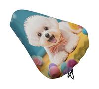 Simpatico coprisedile per bicicletta con Bichon Frise, impermeabile, per cyclette, con coulisse, per pioggia, neve, polvere, per città, mountain bike, bici da strada
