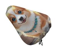 Simpatico coprisedile per bicicletta con illustrazione di cane Corgi con coulisse, impermeabile, protezione solare e antipolvere, coprisella per mountain bike unisex