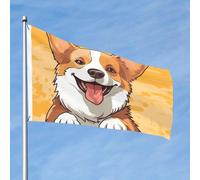 Simpatico Corgi Dog Flag 2x3 Ft Double Sided No Fade Welcome Garden Flag Yard Flag Con Ottone Outdoor Banner Decor Per Cortile Portico Prato Decor