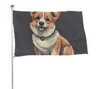 Simpatico Corgi Dog Illustration Flag 89x149,9 cm Bandiera da giardino stampata su entrambi i lati Banner decorativo non sbiadisce Bandiera da cortile con occhielli in ottone Sfondo fotografico da