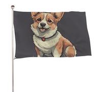 Simpatico Corgi Dog Illustrazione Bandiera 119,4 x 177,8 cm Stampa su entrambi i lati Bandiera da giardino Banner decorativo No Fade Yard Flag con occhielli in ottone Hanging Photo Sfondo per interni