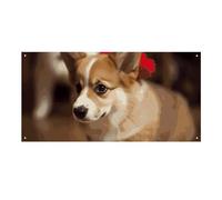 Simpatico Corgi grande striscione per feste da appendere alla parete, sfondo per feste di compleanno, per Capodanno, laurea, matrimonio, festa di compleanno, decorazione, 120 x 60 cm