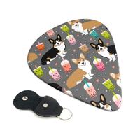 Simpatico Corgi Pet e Milk Tea Stampato Plettri per Chitarra 6 Pz Plettro Chitarra Acustica Elettrica Plettro Per Basso Chitarre Acustiche Elettriche Ukulele Sottile Medio Spessore Set 0.71mm