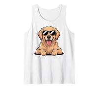 Simpatico Cucciolo con Occhiali da Sole, Amante dei Cani Golden Retriever Canotta