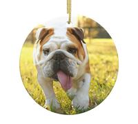 Simpatico cucciolo di bulldog stampa 7,4 cm in ceramica da appendere ornamento albero decorazioni per Halloween idea