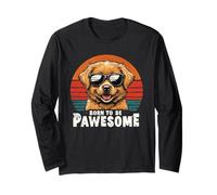Simpatico cucciolo di cane che indossa occhiali da sole divertenti vintage tramonto retrò Maglia a Manica