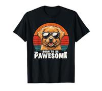 Simpatico cucciolo di cane che indossa occhiali da sole divertenti vintage tramonto retrò Maglietta