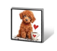 Simpatico cucciolo di cane con cuore e caffè spille unisex quadrato leggero bavero distintivo gioielli per abbigliamento scialle cappello