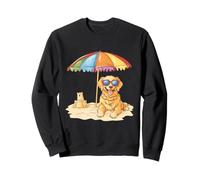 Simpatico cucciolo di cane Golden Retriever Sandy Beach Summer Umbrella Puppy Felpa