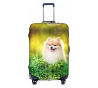 Simpatico cucciolo di cane in Spring Park stampa grande copertura valigia copertura elastica con stampa fronte-retro, mantiene i bagagli chiusi, bianco, S