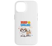 Simpatico cucciolo di cane Shih Tzu "Keep Smiling" motivazione positiva Custodia per iPhone 14