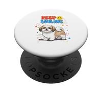 Simpatico cucciolo di cane Shih Tzu "Keep Smiling" motivazione positiva PopSockets PopGrip Adesivo