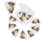 Simpatico cucciolo di cane stampa plettro per chitarra, confezione da 12 pezzi, con custodia per plettro, plettri per chitarra, 0,46 mm, 0,96 mm, 0,71 mm, accessori per chitarra per basso, chitarre