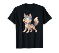 Simpatico Cucciolo di Husky Dipinto con Motivo a Cuori Maglietta