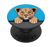 Simpatico cucciolo di leone divertente che sbircia tasca amante degli animali selvatici PopSockets PopGrip Adesivo
