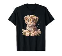 Simpatico cucciolo di leopardo con corona di fiori Maglietta